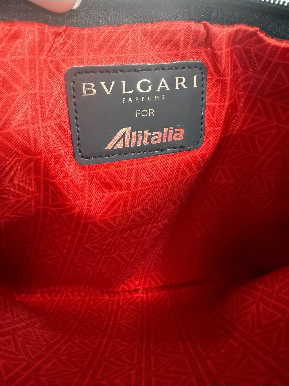 BVLGARI Parfums Alitalia First Class Amenity Cosmetic Bag Case Black Red